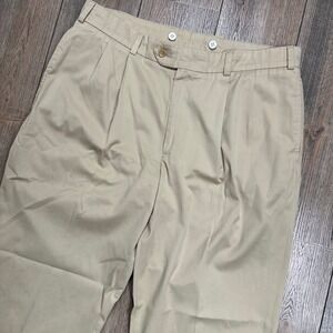 Bills Khakis Classic Fit Twill Khaki Pants Pleated Cuffed Tan Mens Size 38x30